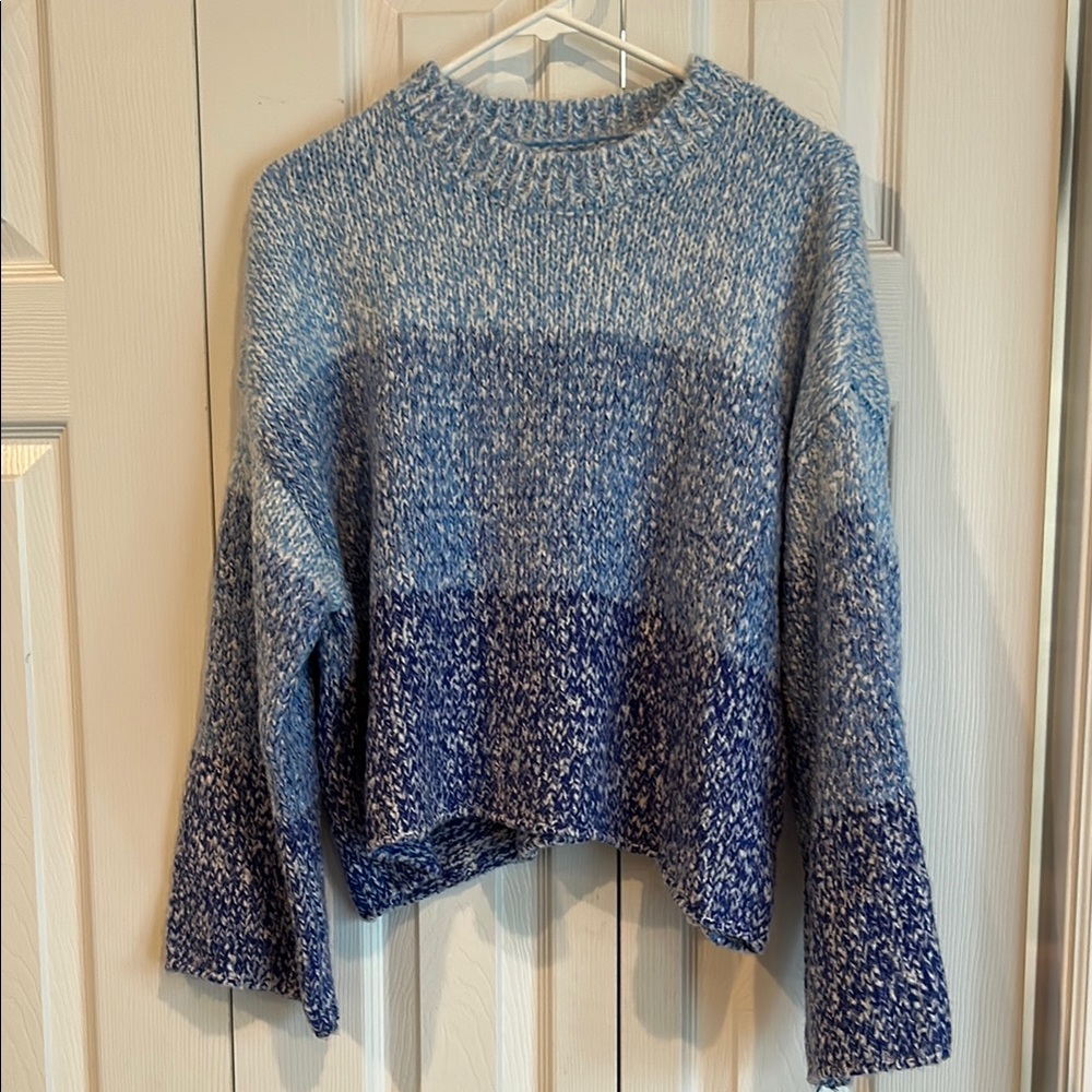 Sincerely Jules Blue Crew Neck Sweater with Color Block Design